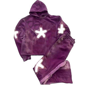 Ensemble de survêtement streetwear personnalisé vintage pour homme, comprenant un sweat à capuche zippé délavé à l'acide et un pantalon de jogging évasé à jambe droite - Product Image 3