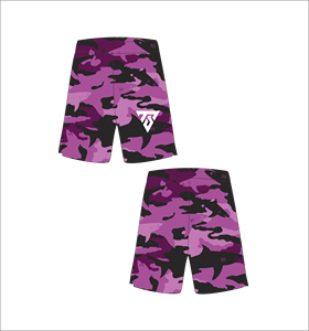 Shorts de bain camouflage violet pour homme, taille élastique, séchage rapide, imprimé décontracté, logo sur le devant - Product Image 1