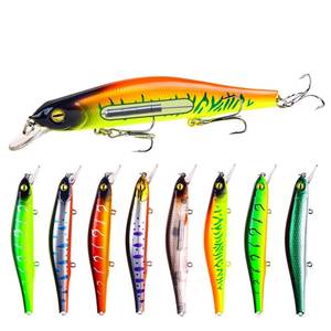 Leurre artificiel rigide type Minnow en acier avec hameçons, 1 paquet, pour la pêche au bar en eau douce, leurres de surface moyenne - Product Image 2