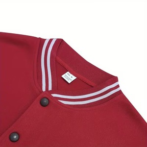 High Quality <b>Men's</b> Plain Red White Straps 100% Cotton Breathable Eco-Friendly High Street Varsity Baseball Letterman <b>Jacket</b> OEM - Product Image 3