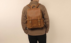 High Quality Custom Genuine <b>Leather</b> <b>Backpack</b> Mens <b>Laptop</b> Bag Durable Travel Rucksack Real <b>Leather</b> School Bag LBK-0118 - Product Image 6