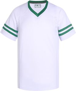 Maillot de sport à col en V et manches courtes avec rayures vertes, en polyester à séchage rapide, chemise décontractée pour l'été - Product Image 6