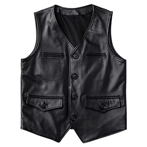 เสื้อกั๊กหนังระบายอากาศใส่สบายสำหรับผู้ชายเสื้อกั๊กหนังดีไซน์ล่าสุด - Product Image 1
