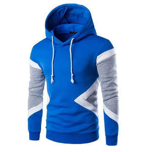 Sudadera con capucha para hombre de primera calidad, suéter 100% algodón, hombros caídos, estilo oversize en colores azul real y gris. - Product Image 1