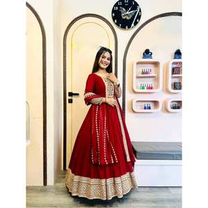 Vestido Anarkali de diseñador con hermoso Pent Dupatta para vestidos de carrera de fiesta - Product Image 5