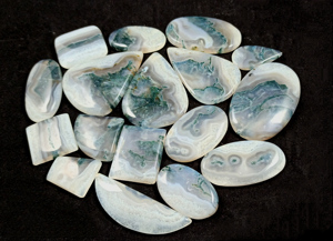 Lot de cabochons en agate mousse naturelle, vente en gros, pierres précieuses en agate mousse verte pour la création de bijoux - Product Image 2