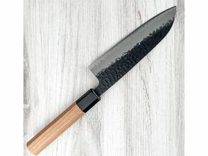 Couteau de chef Santoku en acier carbone forgé à la main, manche en bois, vente en gros, OEM, fabricant et fournisseur de couteaux de cuisine personnalisés - Product Image 6