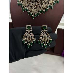 <b>Indian</b> Ethnic Shanaya Victorian Premium Choker <b>Set</b>-Gold Plated Zircon Bridal Jewelry - Product Image 4