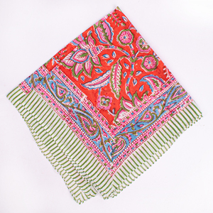 Designer Multi Colour Floral Pattern Handmade Cotton Bandana <b>Square</b> <b>Scarf</b> Skin-Friendly Blue Green Casual Style Spring Summer - Product Image 6
