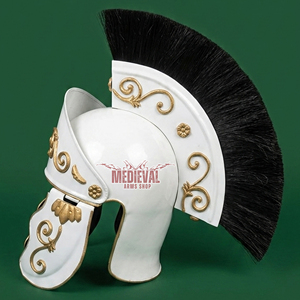 Casque de Chevalier Croisé Personnalisé Blanc Médiéval avec Accents en Laiton pour Cosplay, Réenactement et Fête d'Halloween - Product Image 5