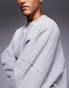 Sweat-shirt à capuche oversize pour homme, col rond, 100% coton molletonné, épaules tombantes, brodé, hiver - Product Image 4