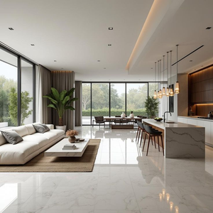 <span class=keywords><strong>Carrelage</strong></span> aspect marbre poli antibactérien grand format 60x60cm 80x80cm |   Carreaux de porcelaine émaillée blanche/grise adhésifs pour villa, salon, hôtel, salle de bain, carreaux de porcelaine haute brillance pour v - Product Image 6