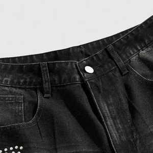 Mid Waist Customized Color Denim Shorts Zippers Decoration Straight Leg Casual Summer Streetwear Knitted 100% Cotton Men's <b>Jeans</b> - Product Image 5