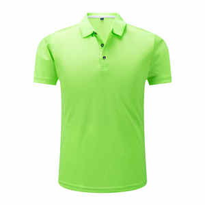 Polo à manches courtes vert lime pour homme, coupe classique, tricoté, respirant, décontracté, couleur unie, style uni - Product Image 3