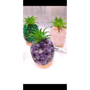 Premium Quality Beautiful Natural Gemstone PINEAPPLE <b>Shape</b> Table LAMP USB Automatic <b>Colour</b> Changing Light Home Decoration - Product Image 2