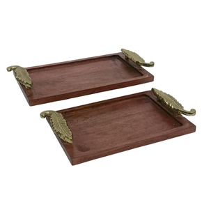 Bandeja Rectangular de Madera con Asas de Incrustaciones de Hueso Rayado, Plato Rústico para Comida, Decoración del Hogar, Venta al por Mayor - Product Image 3