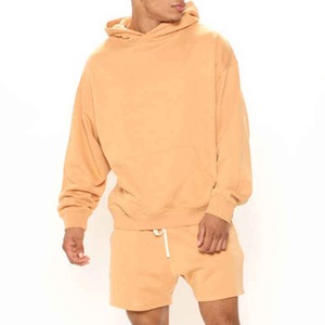 Stylish Matching Hoodie Short <b>Set</b> for Men Comfortable Casual Streetwear Two Piece Outfit Basics Cotton Blended Tracksuit - Product Image 6