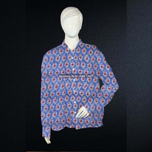 Casual For Women Hand Block Printed Floral Cotton Ethnic Wear Indian <b>Summer</b> Shirt India & Pakistan Clothing - Product Image 2