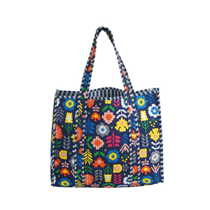 Cotton Quilted Handmade Eco-Friendly Reversible Tote Bag Bohemian Open Top All Seasons Summer Autumn Beach Solid Color Style - Product Image 5