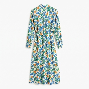 Vestido Camisero Casual de Verano con Estampado Floral para Mujer, Vestido Midi, OEM, ODM, Venta al por Mayor, Fábrica, Impresión Personalizada, 100% Algodón, MOQ Bajo - Product Image 3