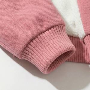 Green <b>Pink</b> Color Block Varsity <b>Jacket</b> | Sherpa Collar Oversized Streetwear | Embroidered Letter <b>Jacket</b> | Custom OEM Manufacturer - Product Image 6