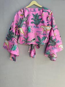 Indian Cotton Block Print Tie Dye Crop Top Handmade Bohemian Style Women Summer Casual Party Wear Floral <b>Boho</b> Top Free Size - Product Image 3