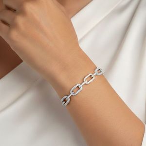 Pulsera de Eslabones con Diamantes Redondos de 1.50CTW, Cultivados en Laboratorio, Color Brillante, Cadena Ajustable, Joyería para Mujer, Talla 7 - Product Image 2