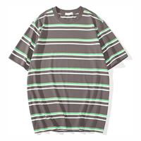 T-shirt décontracté pour homme en coton tricoté 100 %, épais, coupe oversize, épaules tombantes, col rond uni, antibactérien, écologique et respirant