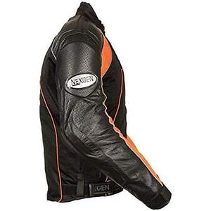 Chaqueta de Motociclismo y Automovilismo SH2153BLK-ORG Combo Negra/Naranja para Hombre 2025, Fabricada en Cuero/Textil/Malla Blindada, 8 Libras - Product Image 3