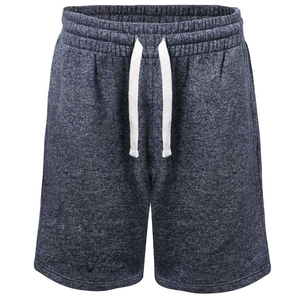 Shorts Bermuda en coton bleu marine uni pour homme avec cordon de serrage à la taille, shorts décontractés en tricot - Product Image 6