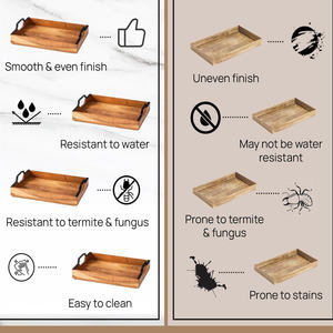 ถาดไม้ทำมือคุณภาพพรีเมียม ออกแบบมาสำหรับโรงแรม ร้านอาหาร บ้าน โต๊ะกาแฟ จัดแสดงสินค้า ขายส่ง - Product Image 5