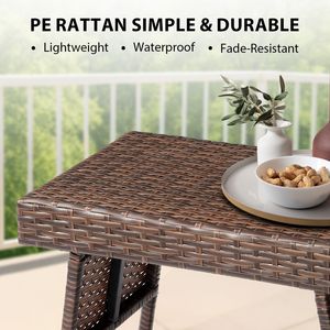 Tavolino Pieghevole da Esterno Leggero in Rattan PE con Telaio in Acciaio Resistente per Giardino, Cortile e Bordo Piscina - Product Image 6