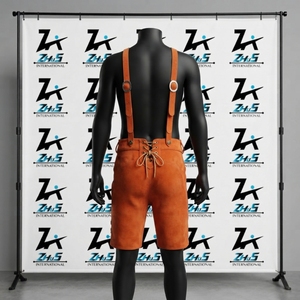 Shorts Lederhosen bavarois taille haute, broderie florale faite à la main, style vintage, en cuir bavarois - Product Image 2