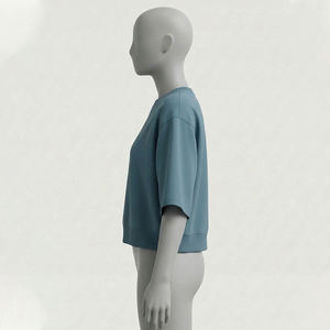 Camisetas de Verano para Mujer 2026 OEM, Ecológicas, Transpirables, Cuello Alto, Color Puro, Corte Regular, Manga Corta - Product Image 3