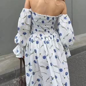 Vestido Largo de Lino Floral Personalizado con Logotipo 2026, Vestido de Verano para Mujer, Elegante, de Algodón, Estilo Boho, Holgado, Casual, para la Playa - Product Image 3