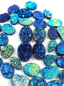 Cabujón de titanio con revestimiento Druzy, piedra preciosa suelta para hacer anillos y colgantes, precio mayorista por gramo, cabujón de formas mixtas - Product Image 5