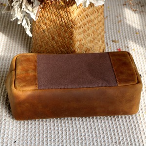 Leather Canvas Toiletry Bag Travel Organizer Waterproof Cosmetic Storage Dopp Kit Travel <b>Case</b> LCTB-0080 - Product Image 5