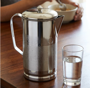 Premium Stainless Steel Water Pitcher with Lid – <b>Mirror</b> Polished Kitchen Jug Heavy Duty Stainless Steel <b>Bedside</b> Water Pitcher - Product Image 5