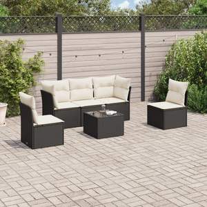 Ensemble de canapés de jardin en rotin PE noir avec structure en acier thermolaqué et verre trempé, mobilier d'extérieur durable - Product Image 1