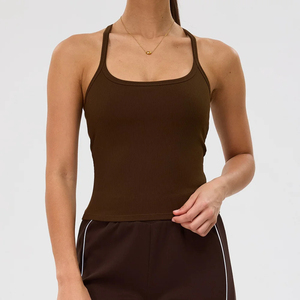 Women's Gym Yoga <b>Top</b> Slim Fit Solid Color Sports Vest Breathable Fitness Activewear - Product Image 1