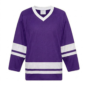 Camiseta de hockey sobre hielo morada del fabricante, tela de malla de alta calidad, ropa deportiva para equipos, personaliza el diseño, el logotipo y el nombre - Product Image 1