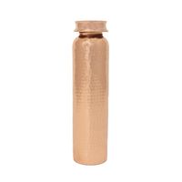 Bouteille d'eau en cuivre de qualité supérieure avec couvercle anti-fuite et design artistique métallique traditionnel pour l'hydratation quotidienne, les cadeaux et l'utilisation en salon