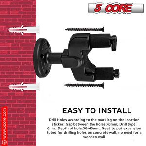 Adjustable Rotatable <b>Guitar</b> <b>Wall</b> Mount Hanger Hook 4Pcs Metal Base Soft Padding Holder for Acoustic Musical Instrument Stands - Product Image 5