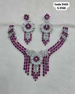 Ping Bling Luxury Crystal Floral <b>Statement</b> <b>Necklace</b> Set with Matching Drop Earrings Bridal Wedding Jewelry Set for Women - Product Image 2