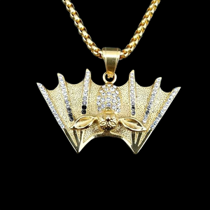 จี้รูปค้างคาวประดับเพชร Jewelux ชุบทอง 22K คริสตัลไรน์สโตน ดีไซน์รูปสัตว์ สไตล์ฮิปฮอป สำหรับทุกเพศ ใส่ได้ทุกวัน จากอินเดีย - Product Image 2