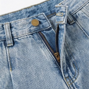 Plus Size Women <b>Denim</b> Shorts Button Lace <b>Stretch</b> High Waist Ripped Vintage Casual Summer Fashion Street Style Clothing - Product Image 4