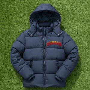 Veste d'hiver courte et épaisse pour homme, en polyester/coton, avec capuche, style bomber, brillante, matelassée - Product Image 1