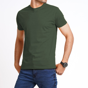 T-shirt pour homme en coton vert uni à col rond, manches courtes, coupe classique, t-shirt décontracté en jersey de coton, teinture unie, col rond, t-shirt pour homme - Product Image 2