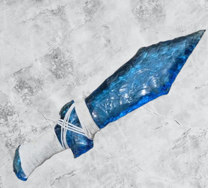 Épée rituelle en obsidienne aquatique : Lame en pierre précieuse artisanale, objet de collection - Product Image 5