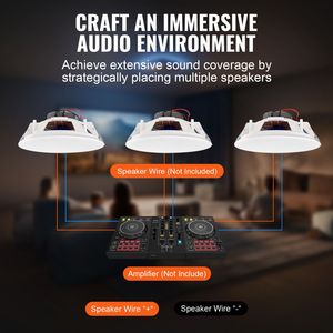 Lot de 2 enceintes de plafond encastrées de 8 pouces pour intérieur, 50W, impédance 8 ohms, sensibilité 89 dB - Product Image 6